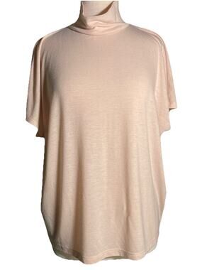 Ann Taylor Loft Outlet M Peach Color Mock Turtleneck Short Sleeve